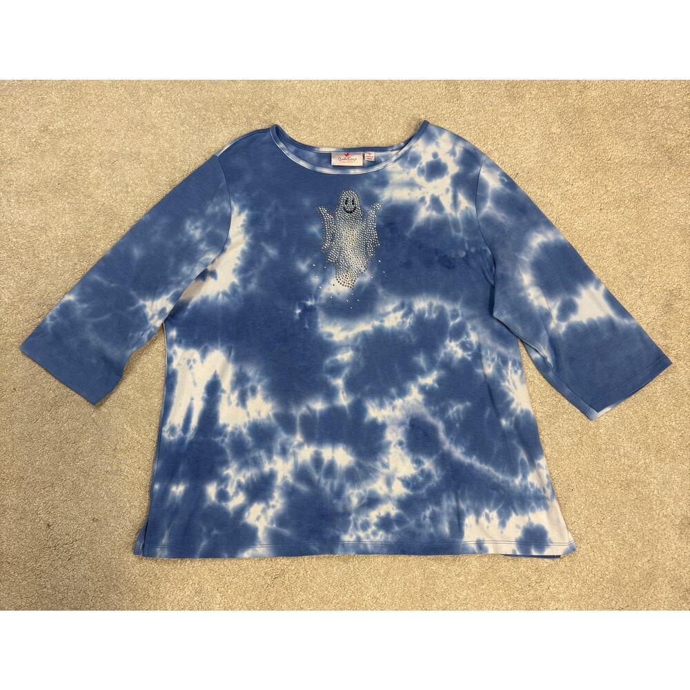 Quacker Factor Tie-Dye Bejeweled Ghost 3/4 Sleeve Shirt Size XL - Picture 3 of 7